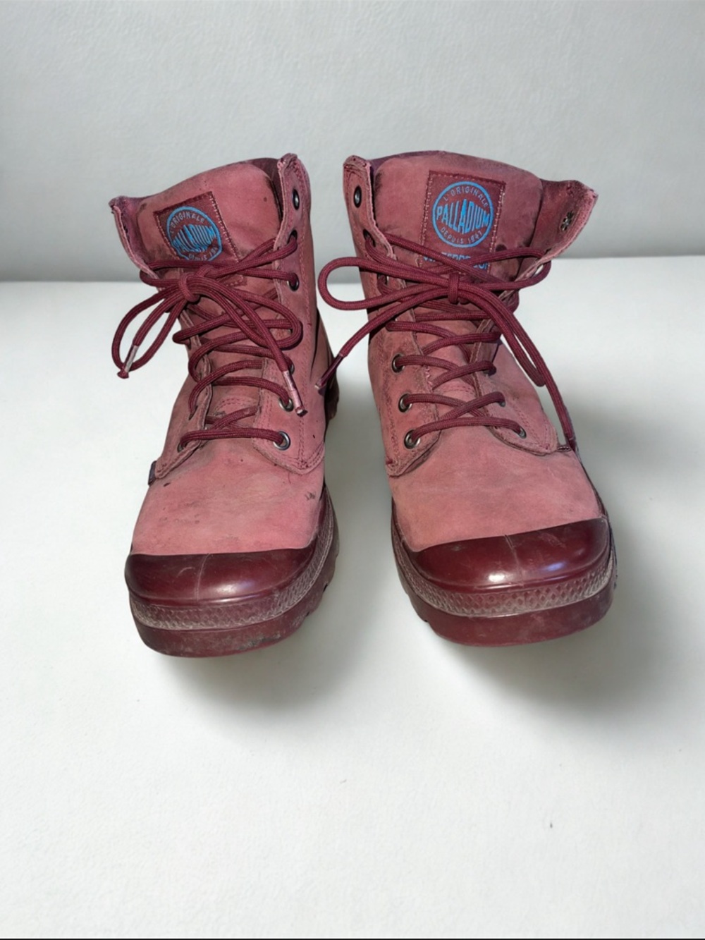Palladium Maroon Leather High-Top Boots